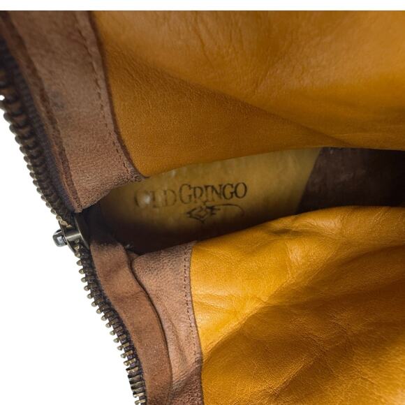 Old Gringo Brown Distressed Leather Silver Stud Detail Western Boots Women's 6.5 - Picture 10 of 11